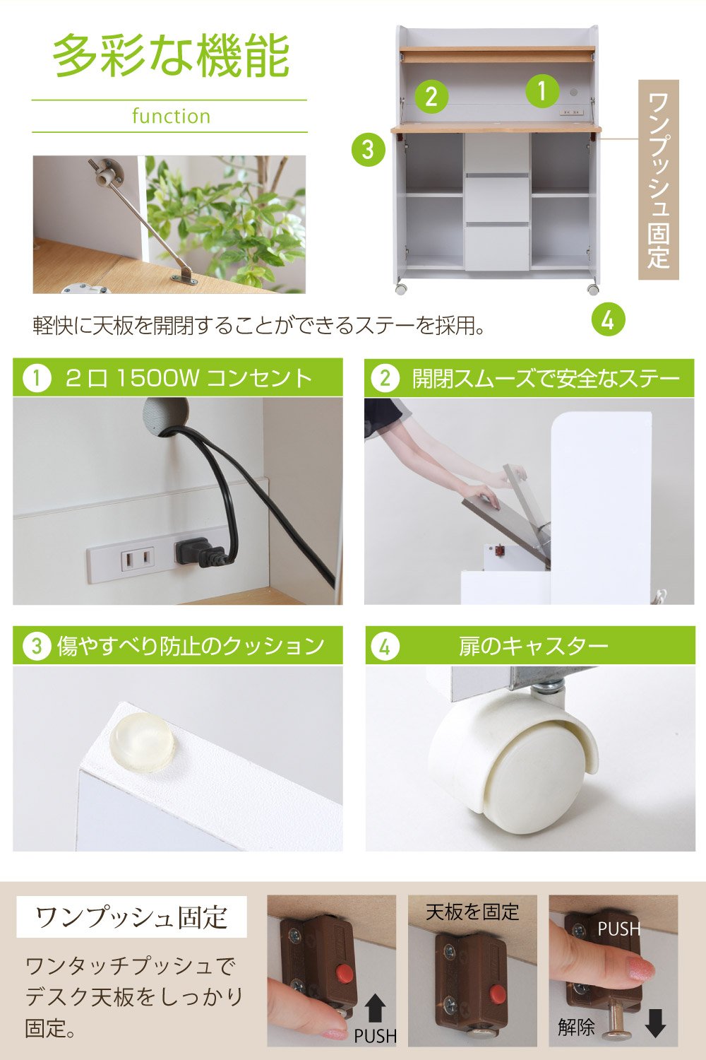 Amazon.co.jp: JKプラン ライティングデスク 白 引き出し付き 大人